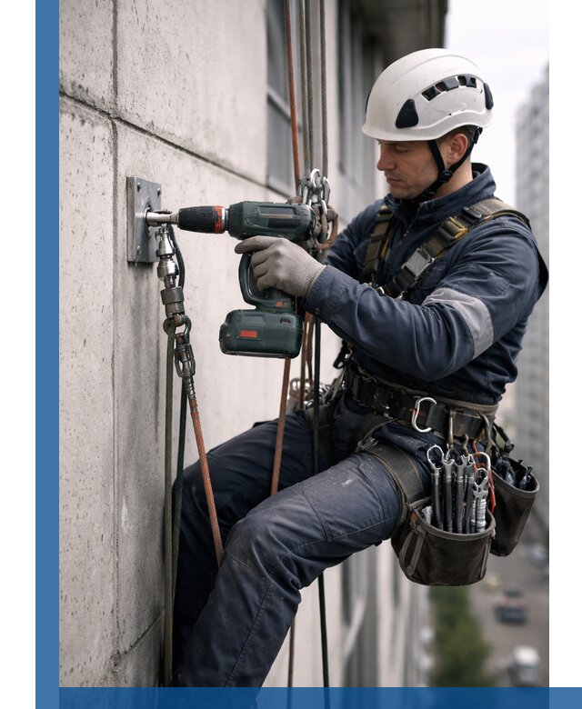 Установка анкерных точек для высотных работ в Протвине