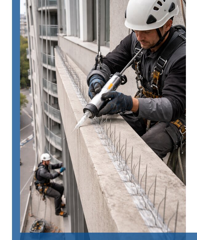 Установка шипов от птиц на фасадах и кровлях в Протвине